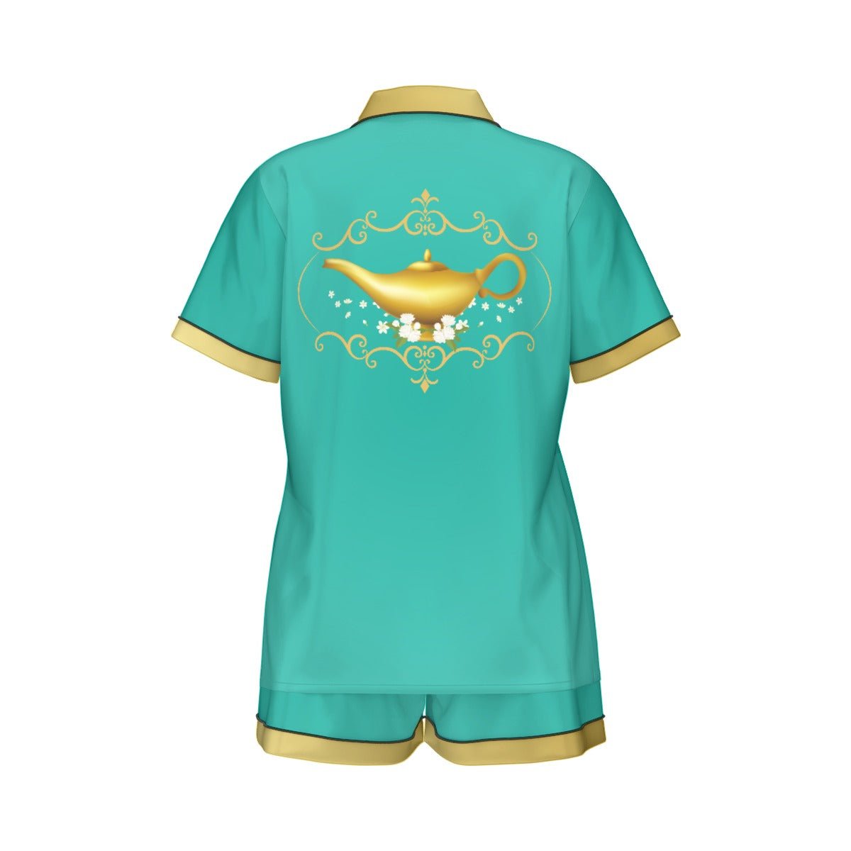 Jasmine Women's Imitation Silk Short Sleeve Pajama Set adult disney princessdisney boundingpajamasWrong Lever Clothing