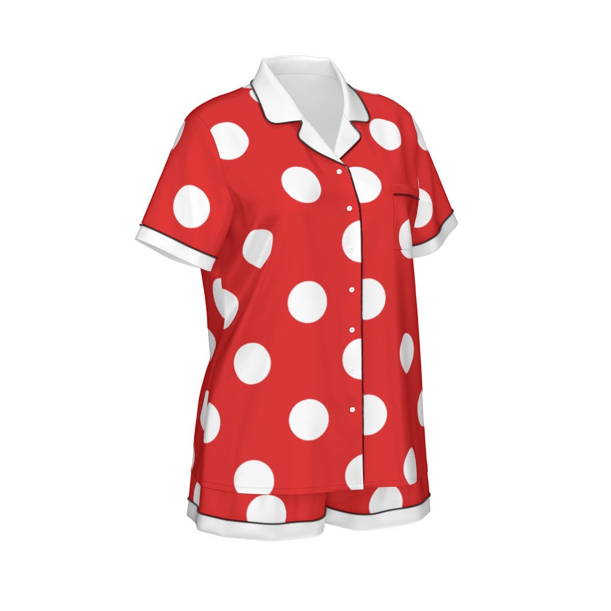 Lady Mouse Women's Imitation Silk Short Sleeve Pajama Set Wrong Lever Clothing