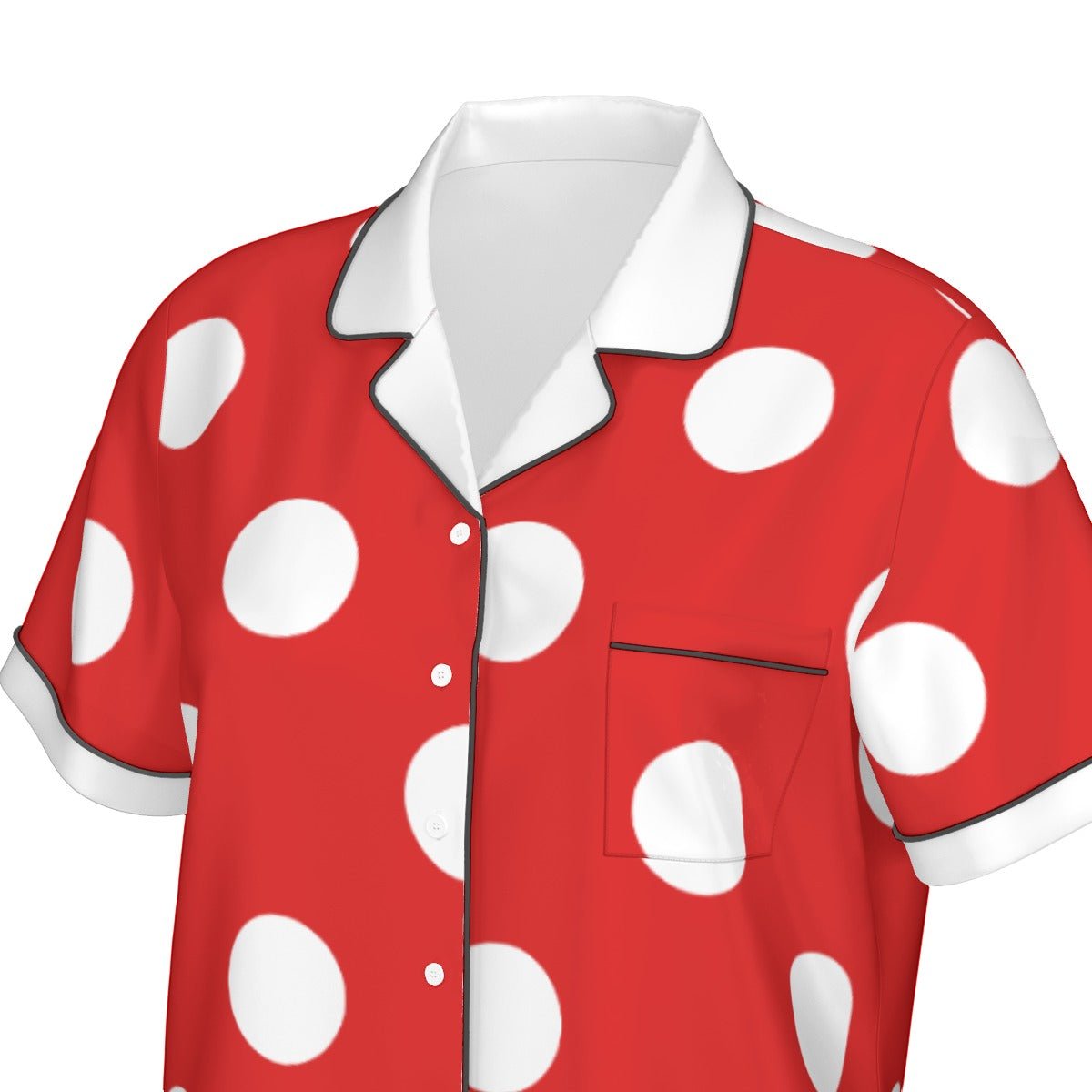 Lady Mouse Women's Imitation Silk Short Sleeve Pajama Set Wrong Lever Clothing