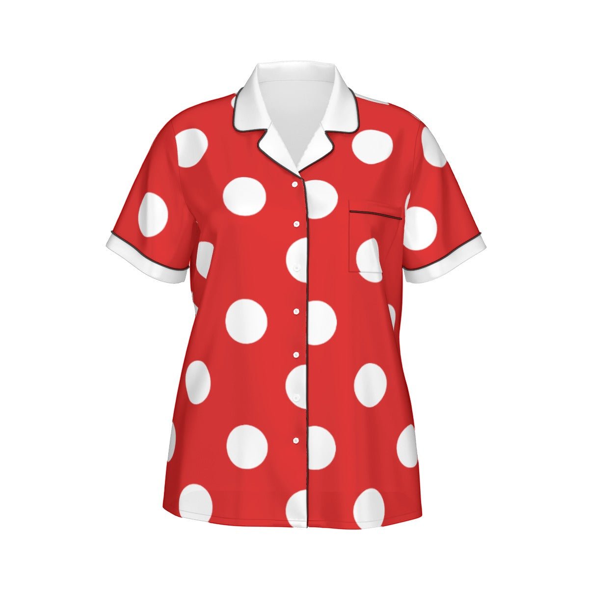 Lady Mouse Women's Imitation Silk Short Sleeve Pajama Set Wrong Lever Clothing