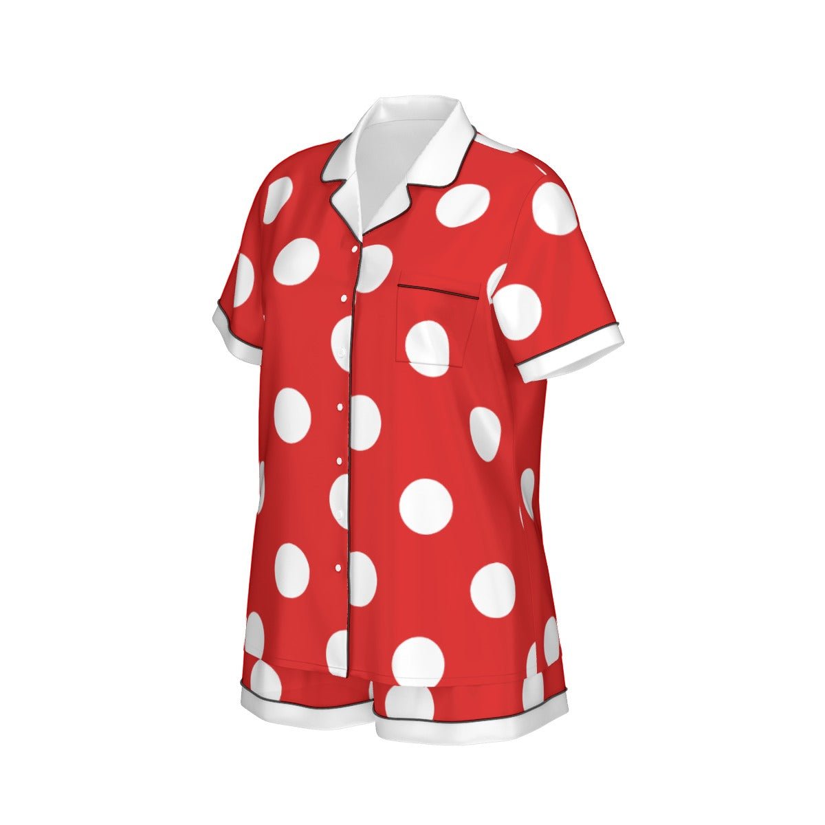 Lady Mouse Women's Imitation Silk Short Sleeve Pajama Set Wrong Lever Clothing
