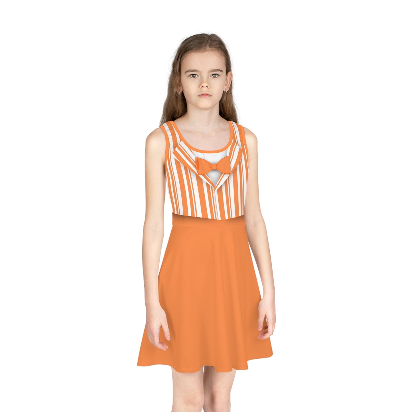 Orange Dapper Day Main St Magic Inspired Girl's Skater Dress - Bounding Main St USA Style adult disney halloweenadult halloweenAll Over PrintsWrong Lever Clothing