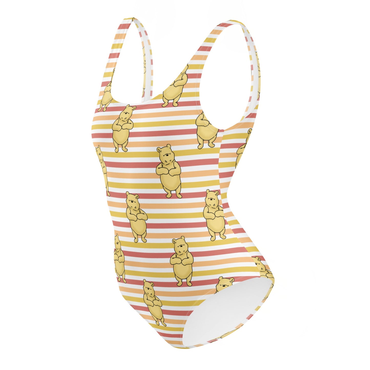 Pooh Stripes One-Piece Swimsuit adult disneyadult disney clothingWrong Lever Clothing