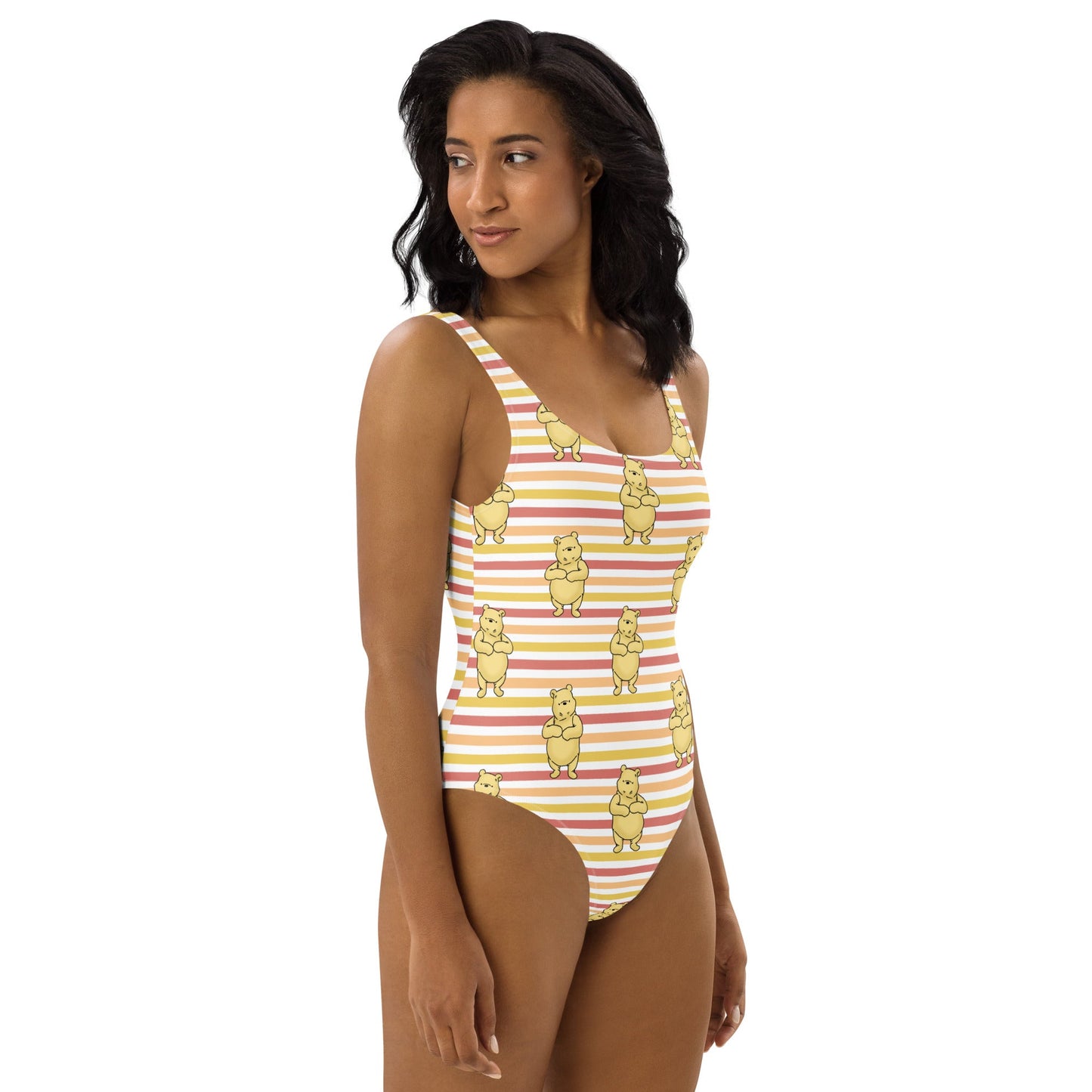 Pooh Stripes One-Piece Swimsuit adult disneyadult disney clothingWrong Lever Clothing