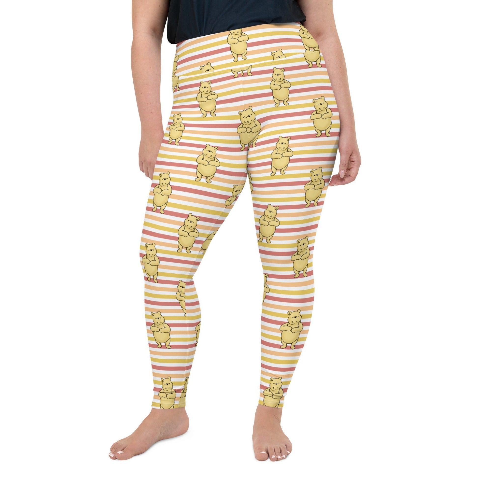 Pooh Stripes Plus Size Leggings adult disneyadult disney clothingWrong Lever Clothing