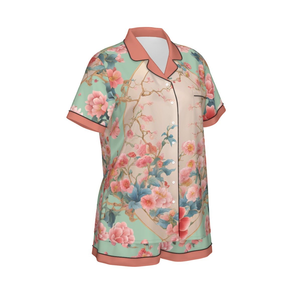 Proud Daughter Women's Imitation Silk Short Sleeve Pajama Set Wrong Lever Clothing