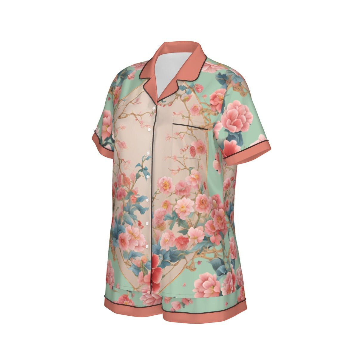 Proud Daughter Women's Imitation Silk Short Sleeve Pajama Set Wrong Lever Clothing