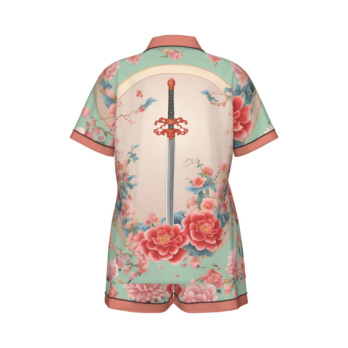 Proud Daughter Women's Imitation Silk Short Sleeve Pajama Set Wrong Lever Clothing
