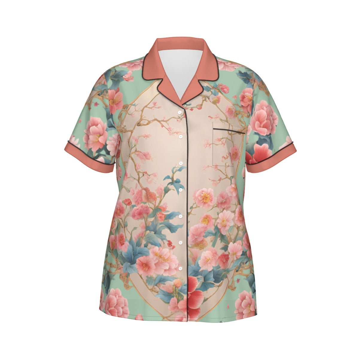 Proud Daughter Women's Imitation Silk Short Sleeve Pajama Set Wrong Lever Clothing
