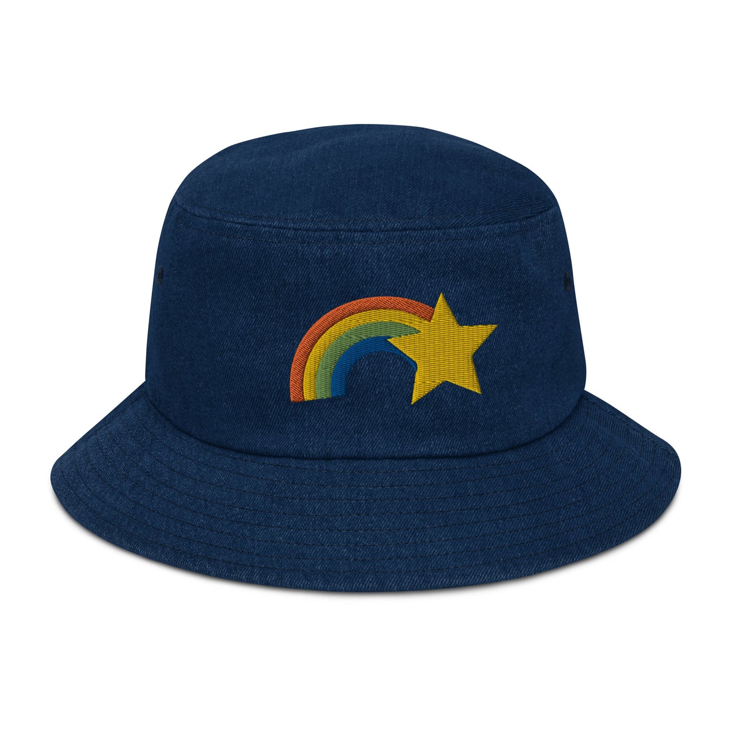 Rainbow Girl Denim bucket hat 80s kid90s kidWrong Lever Clothing