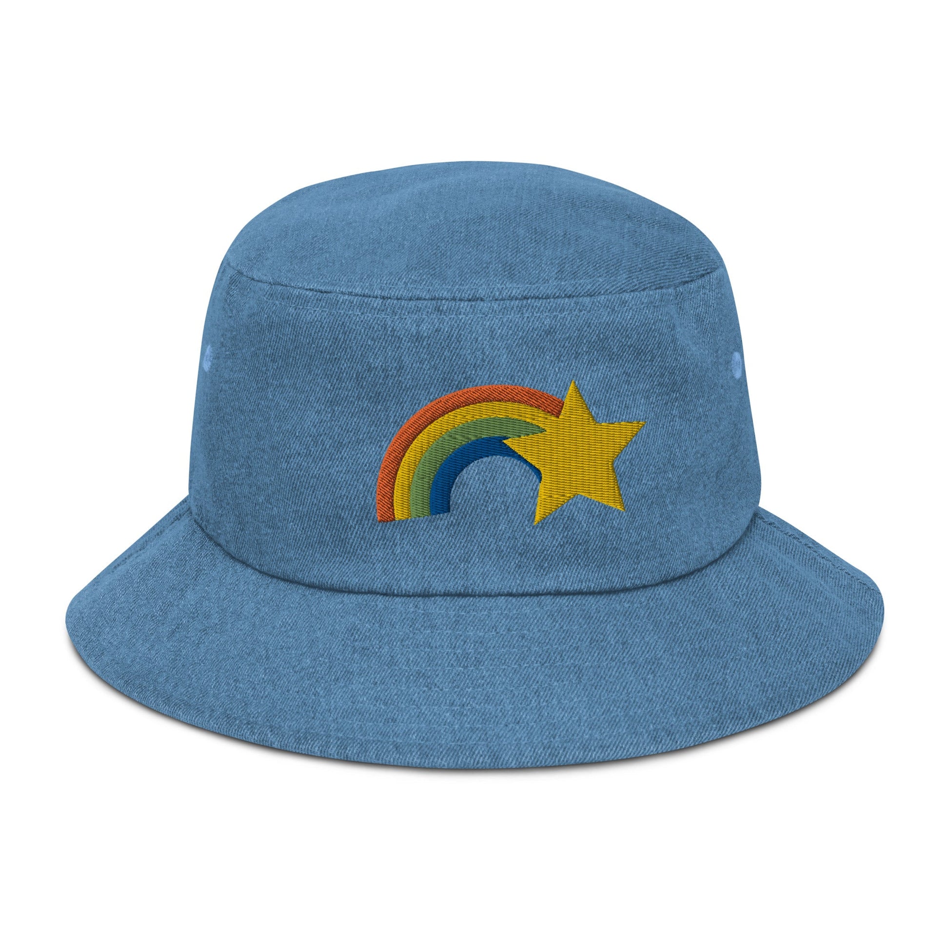 Rainbow Girl Denim bucket hat 80s kid90s kidWrong Lever Clothing