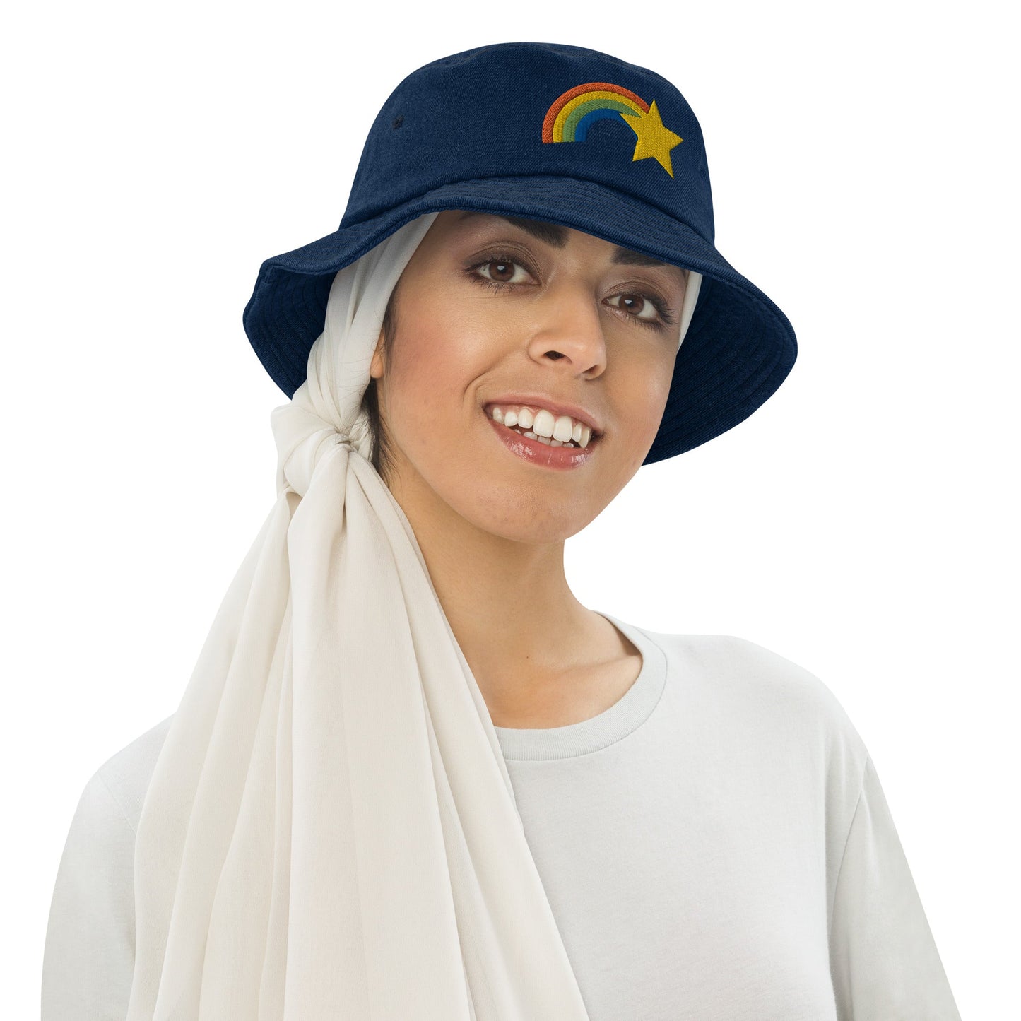 Rainbow Girl Denim bucket hat 80s kid90s kidWrong Lever Clothing