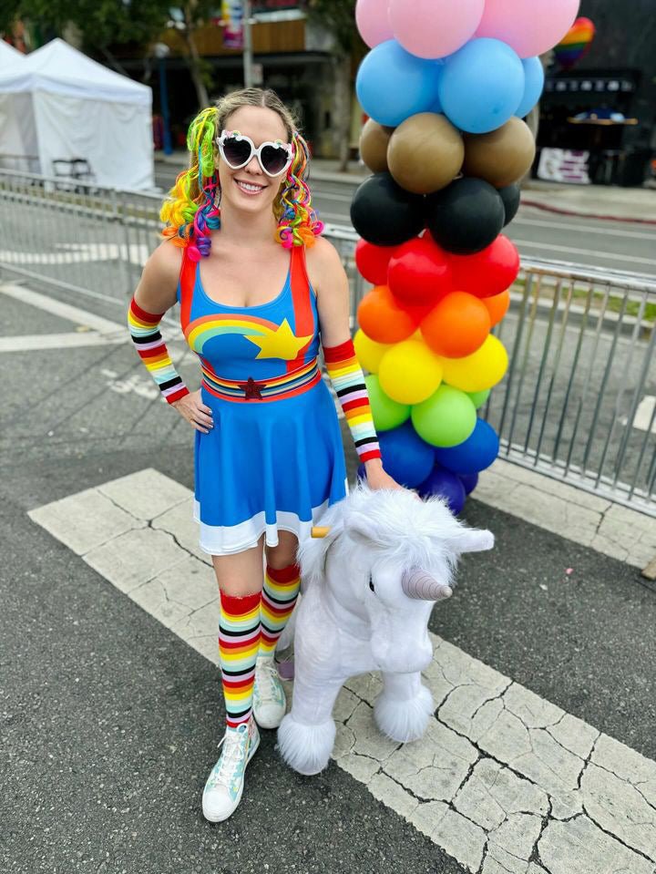 Rainbow Girl Skater Dress adult dressdisney adult dressSkater DressWrong Lever Clothing