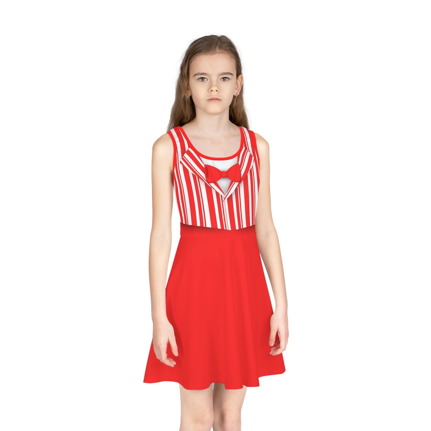 Red Dapper Day Main St Magic Inspired Girl's Skater Dress - Bounding Main St USA Style adult disney halloweenadult halloweenAll Over PrintsWrong Lever Clothing