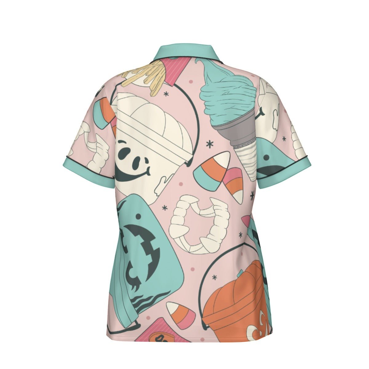 Retro Halloween Bucket Pajama Set | Pink & Teal Artificial Silk Short Sleeve PJs | Vintage Spooky Se halloween costumehalloween outfitWrong Lever Clothing