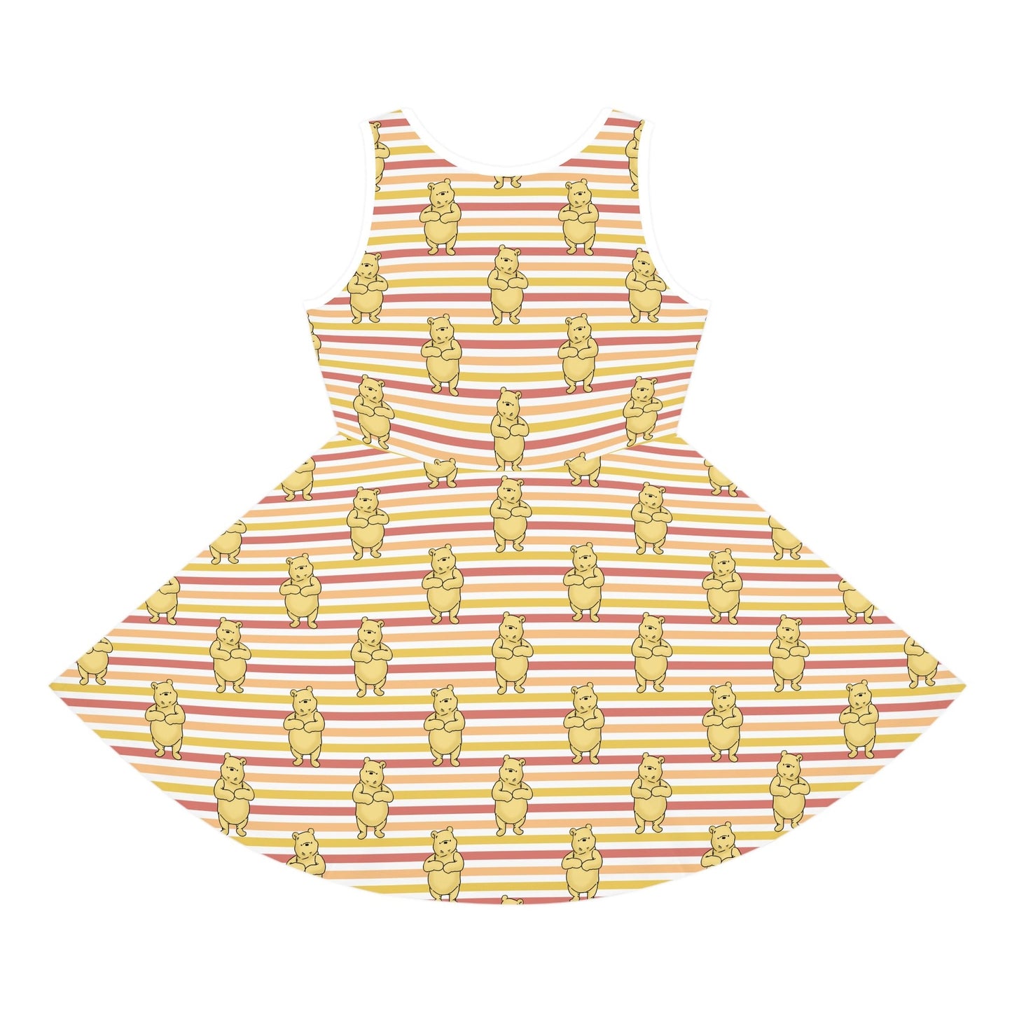 Striped Pooh Girls' Sleeveless Sundress (AOP) All Over PrintAOPAll Over PrintsWrong Lever Clothing