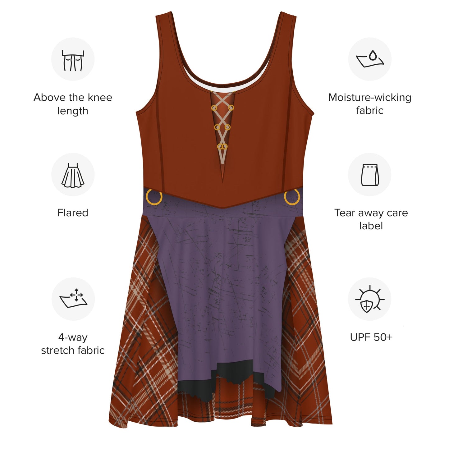 The Mary Witch Skater Dress All Over PrintcosplaySkater DressWrong Lever Clothing