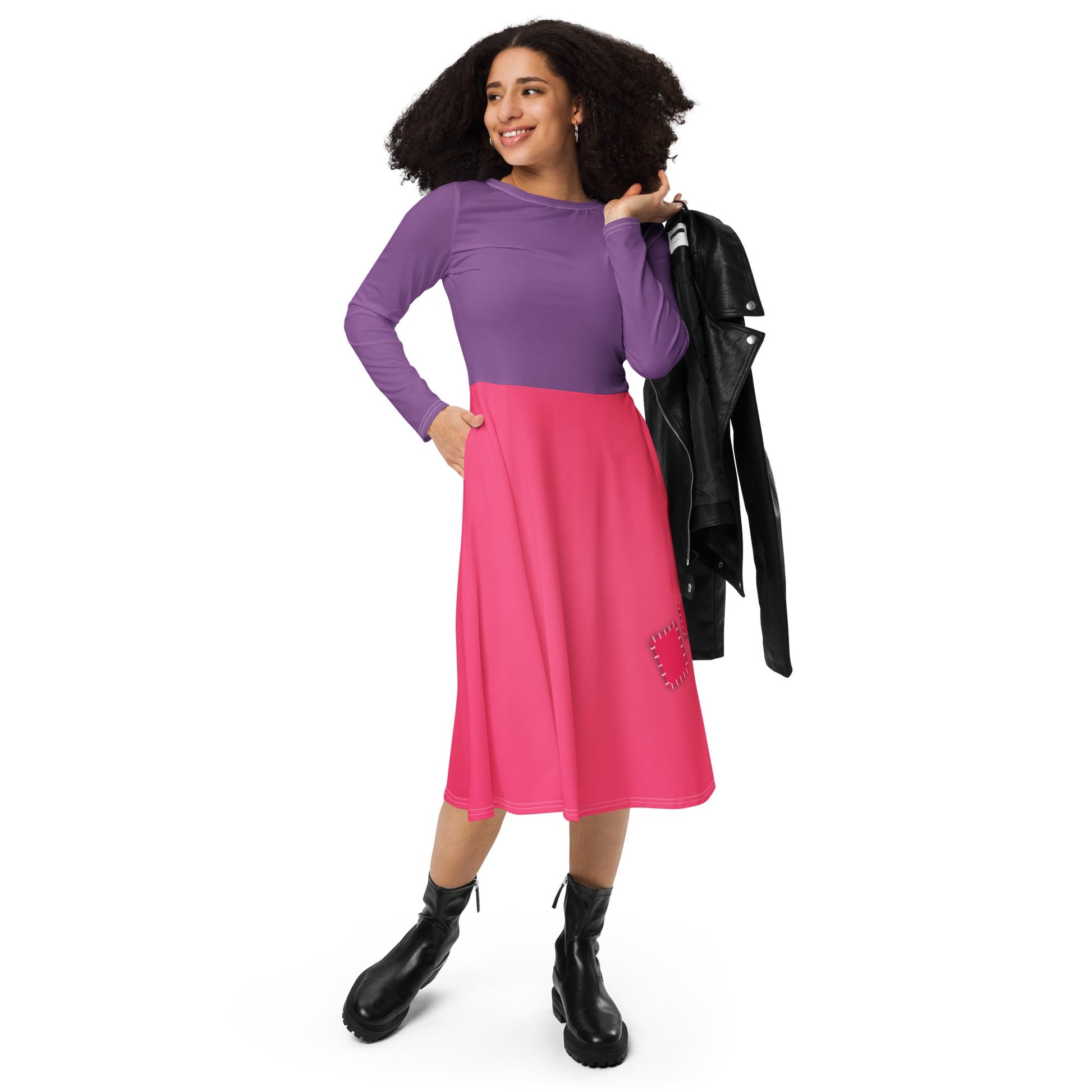 The Mim long sleeve midi dress All Over PrintcosplaySkater DressWrong Lever Clothing
