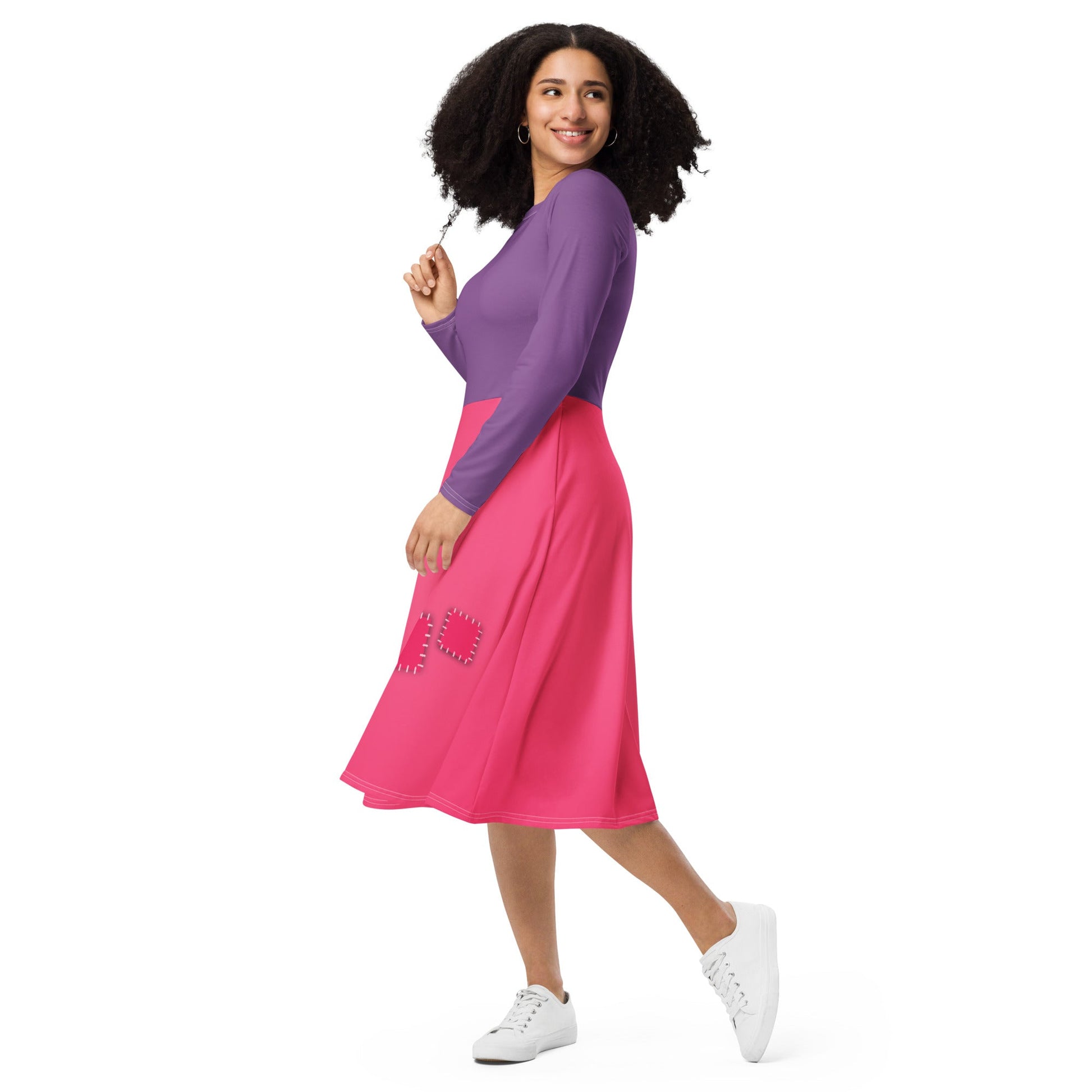 The Mim long sleeve midi dress All Over PrintcosplaySkater DressWrong Lever Clothing