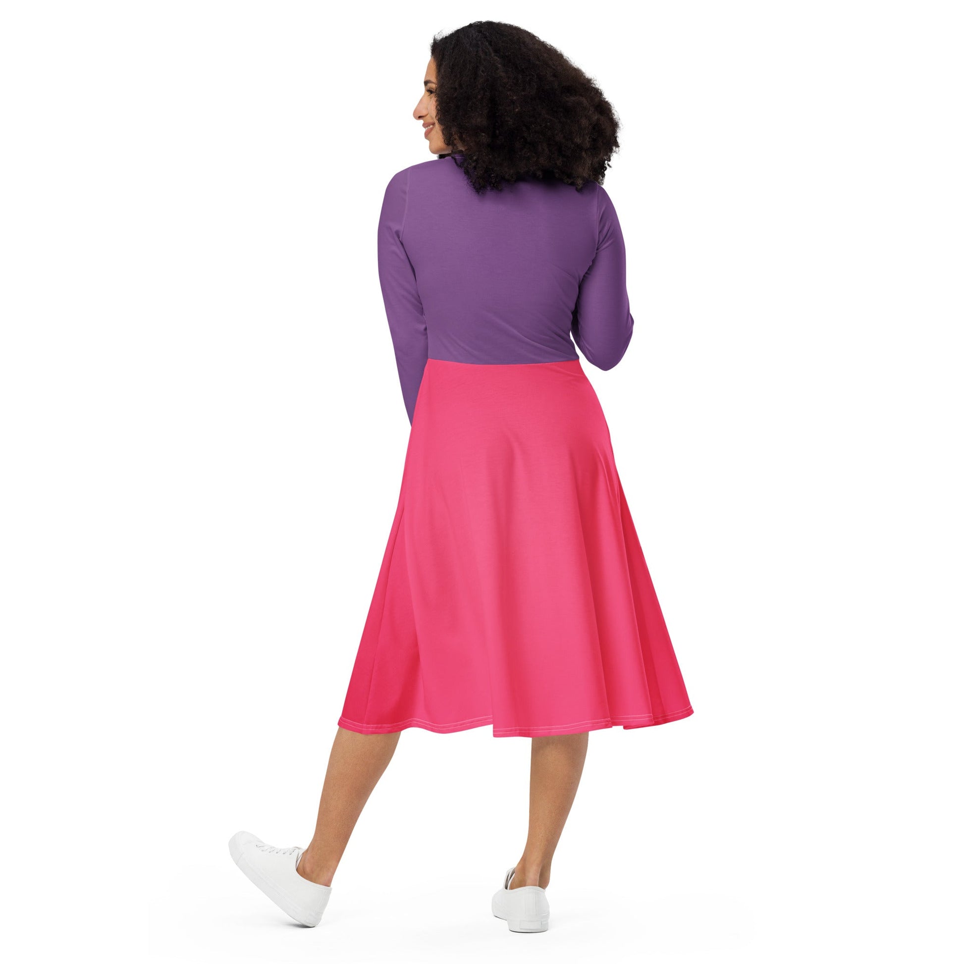 The Mim long sleeve midi dress All Over PrintcosplaySkater DressWrong Lever Clothing