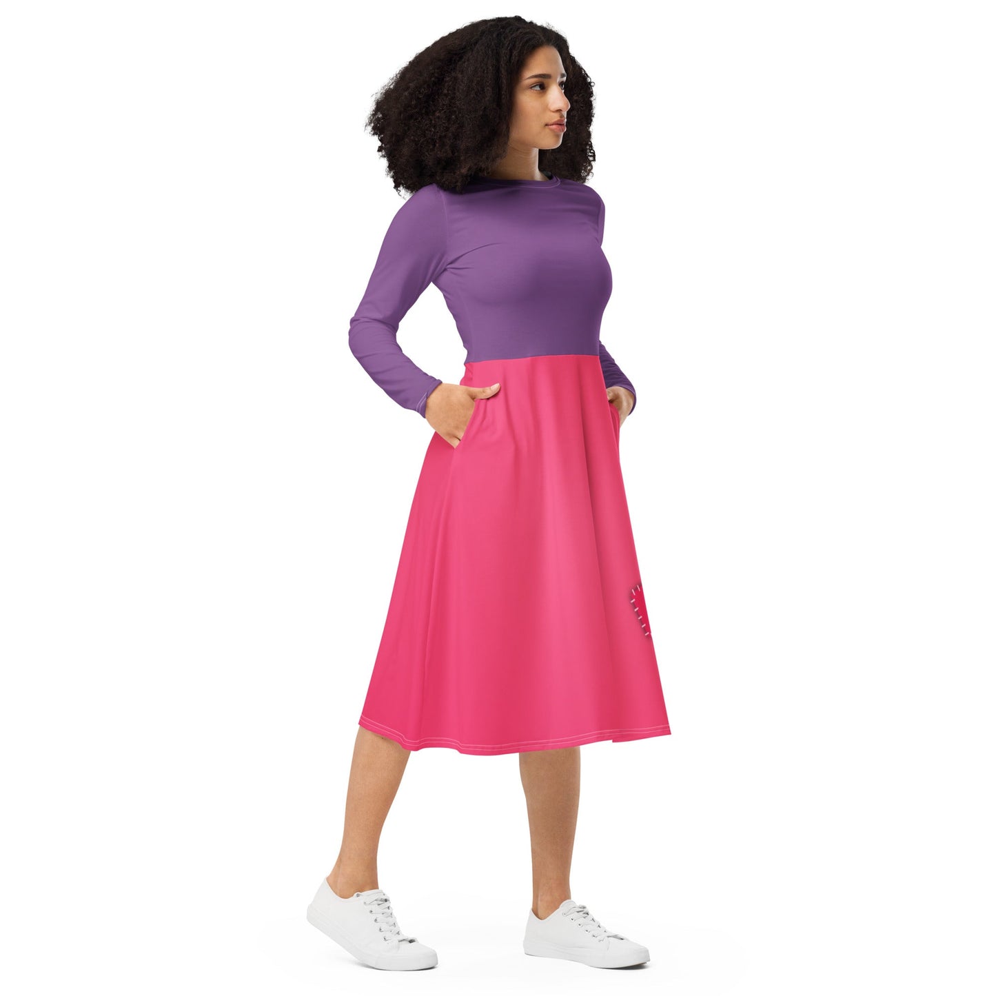 The Mim long sleeve midi dress All Over PrintcosplaySkater DressWrong Lever Clothing