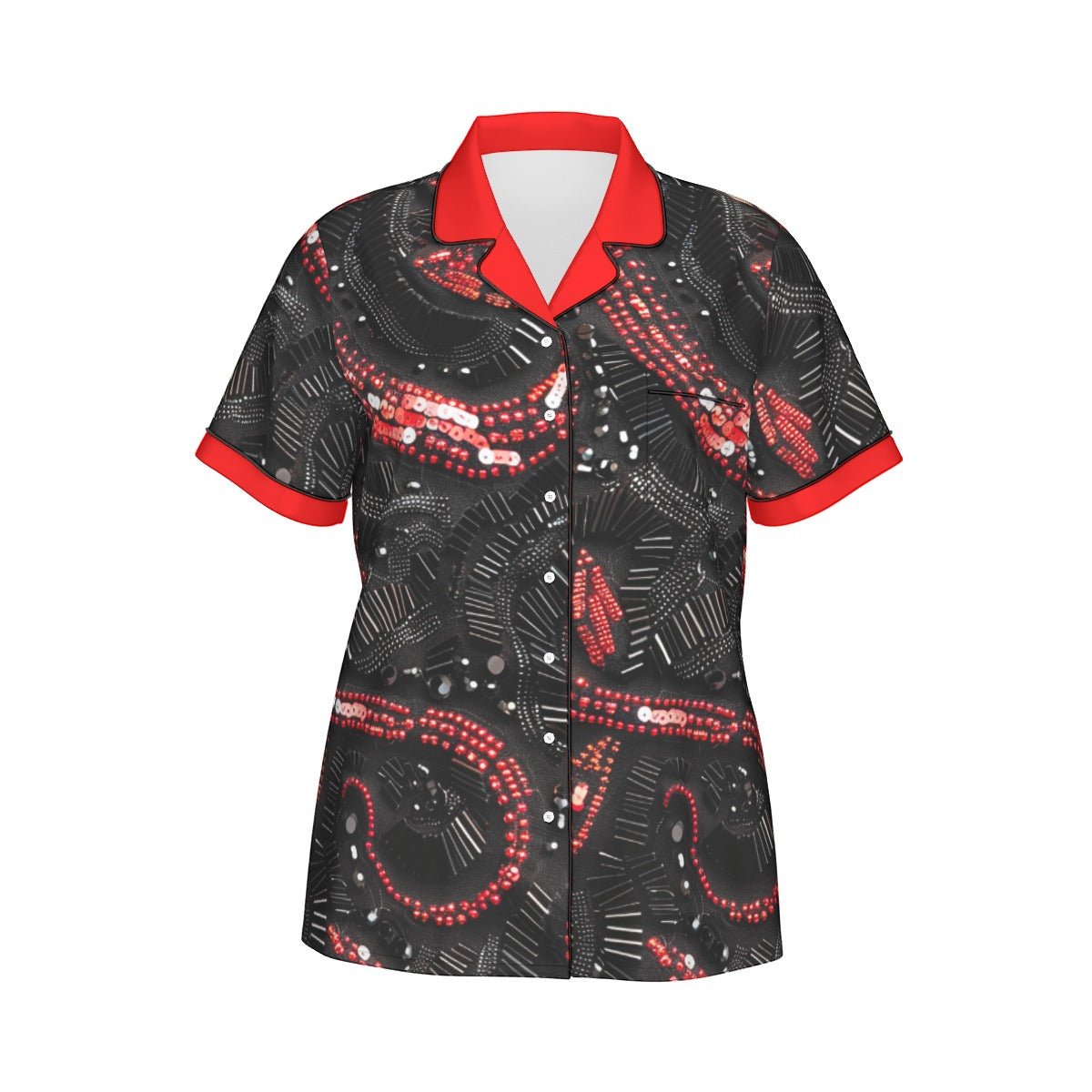 The Reputation Women's Imitation Silk Short Sleeve Pajama Set **details printed on fabric** Wrong Lever Clothing