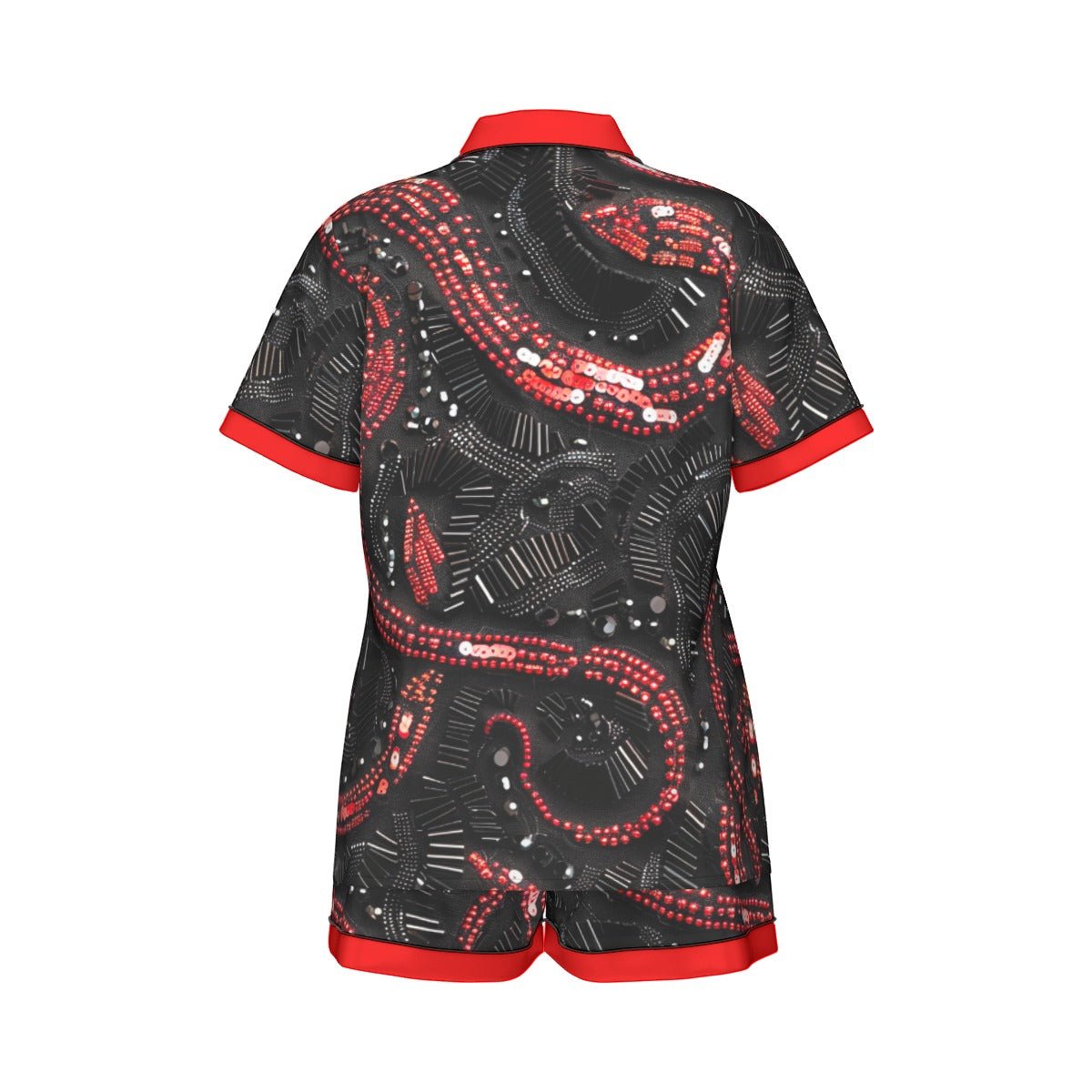 The Reputation Women's Imitation Silk Short Sleeve Pajama Set **details printed on fabric** Wrong Lever Clothing