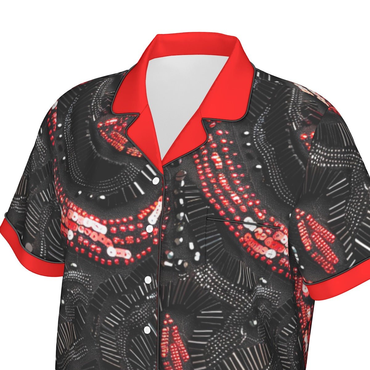 The Reputation Women's Imitation Silk Short Sleeve Pajama Set **details printed on fabric** Wrong Lever Clothing