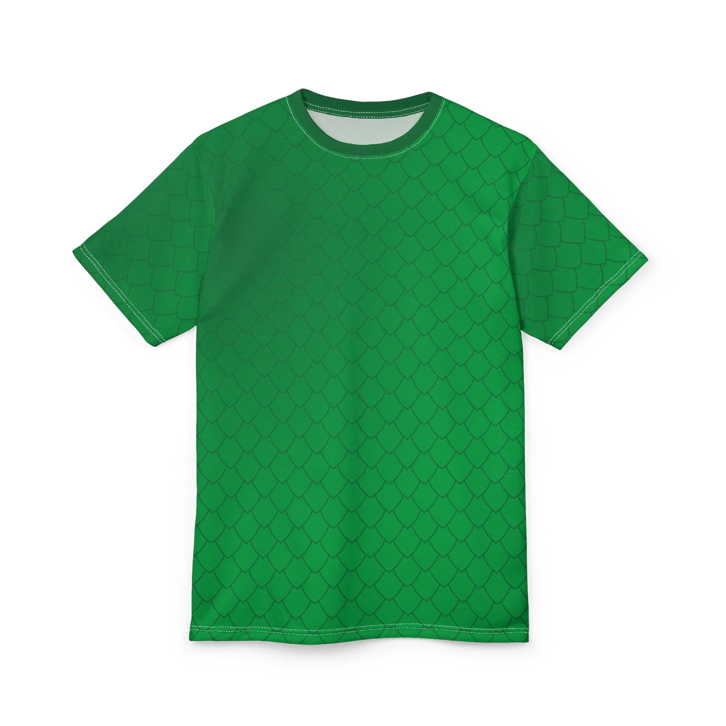 The Rex Dinosaur/Dragon Unisex Tee - Vibrant Green Fish Scale Pattern, Beachwear, Summer Style Beach Day OutfitColorful Casual TopAll Over PrintsWrong Lever Clothing