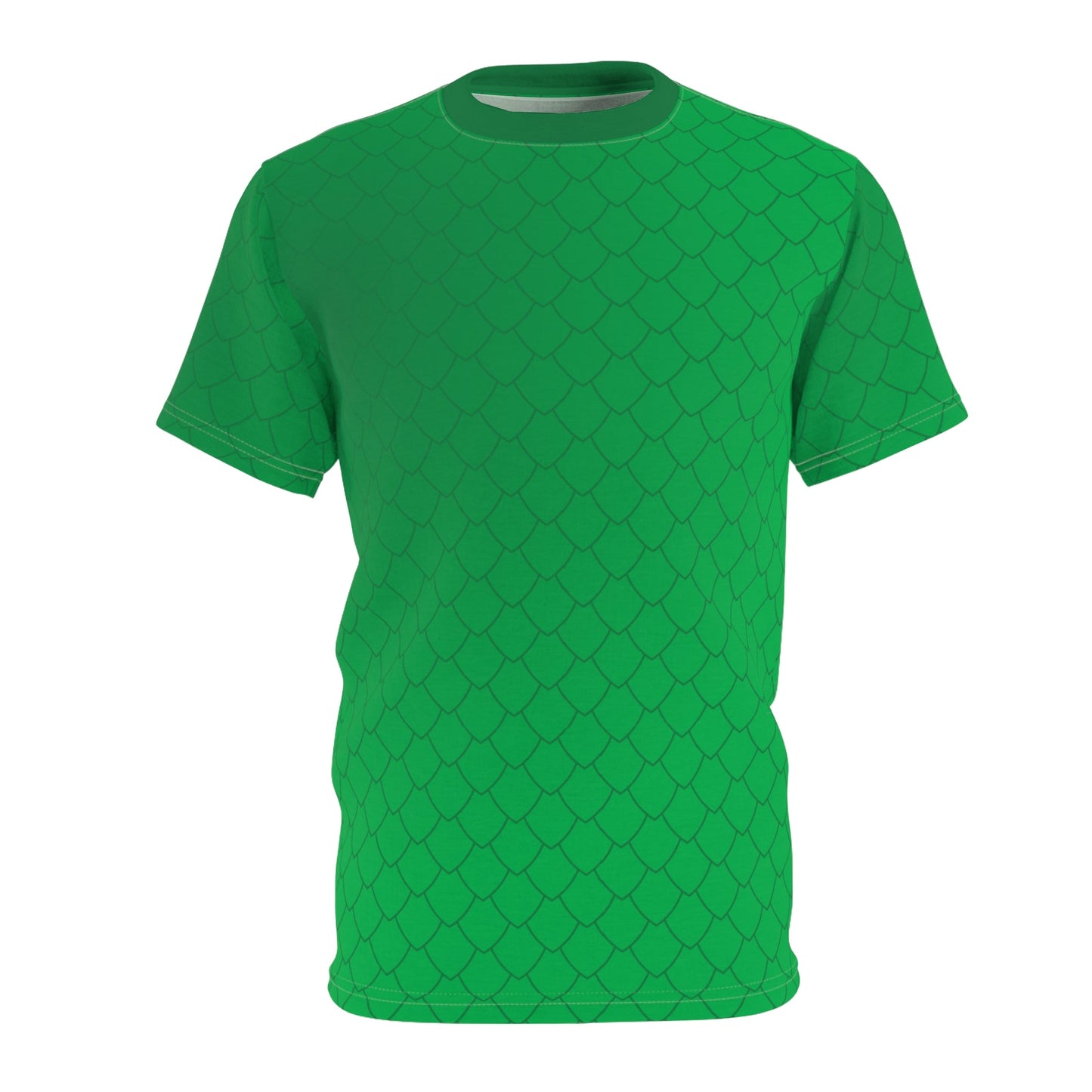 The Rex Dinosaur/Dragon Unisex Tee - Vibrant Green Fish Scale Pattern, Beachwear, Summer Style Beach Day OutfitColorful Casual TopAll Over PrintsWrong Lever Clothing