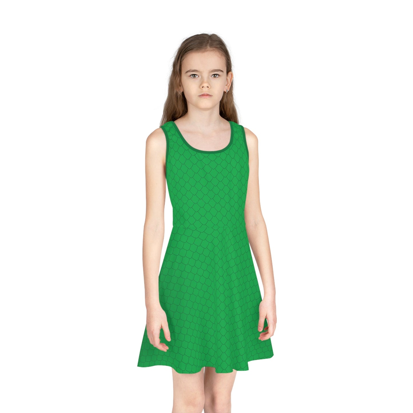 The Rex Girls' Dragon/Dinosaur Scale Sleeveless Sundress - Perfect for Summer Adventures! Casual DressescosplayAll Over PrintsWrong Lever Clothing