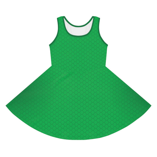 The Rex Girls' Dragon/Dinosaur Scale Sleeveless Sundress - Perfect for Summer Adventures! Casual DressescosplayAll Over PrintsWrong Lever Clothing