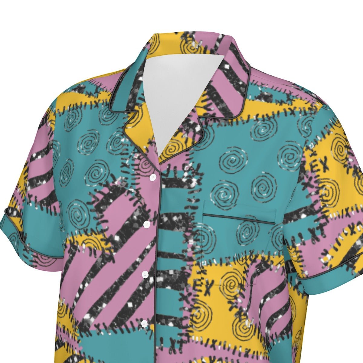 The Sally Women's Imitation Short Sleeve Silk Pajama Set Wrong Lever Clothing