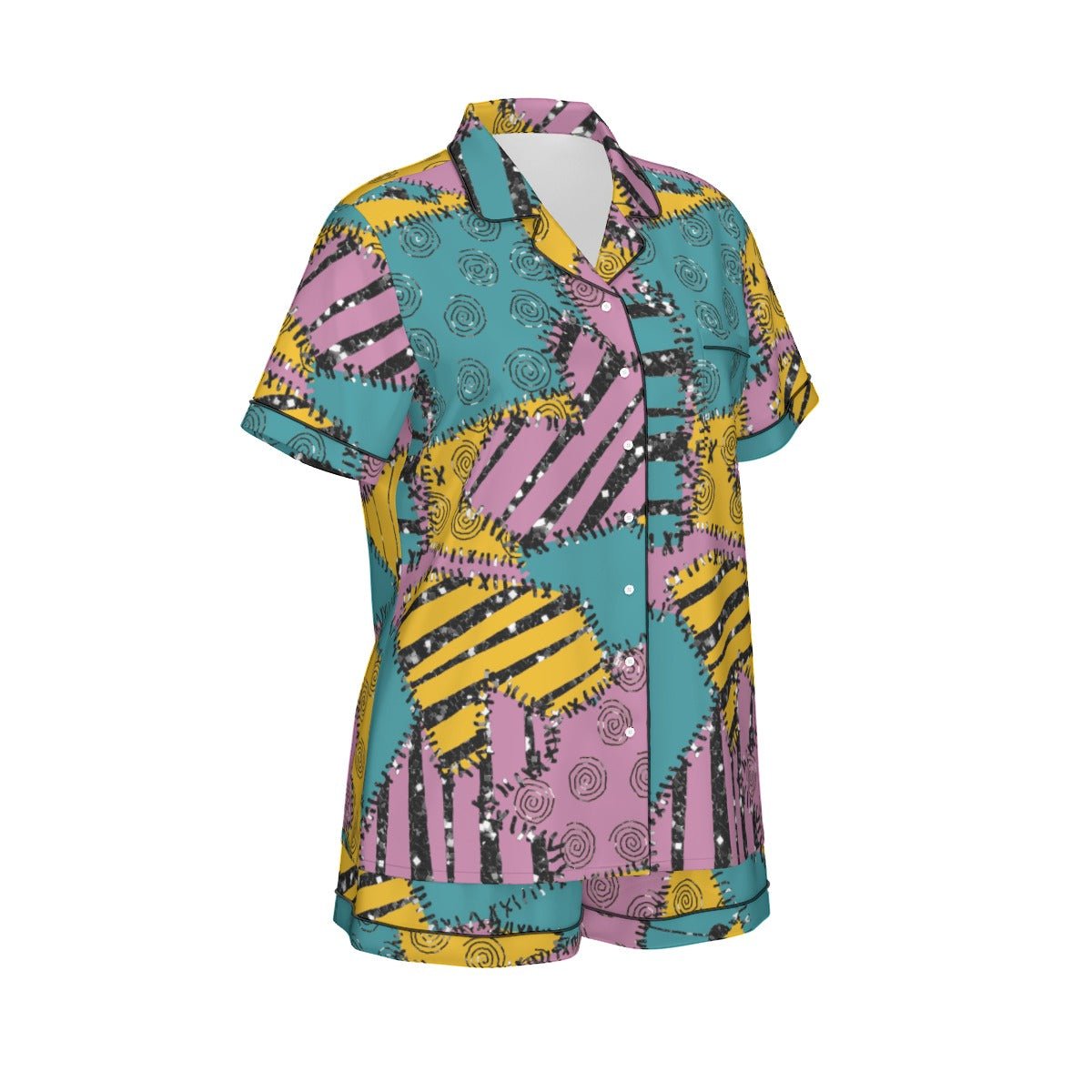 The Sally Women's Imitation Short Sleeve Silk Pajama Set Wrong Lever Clothing