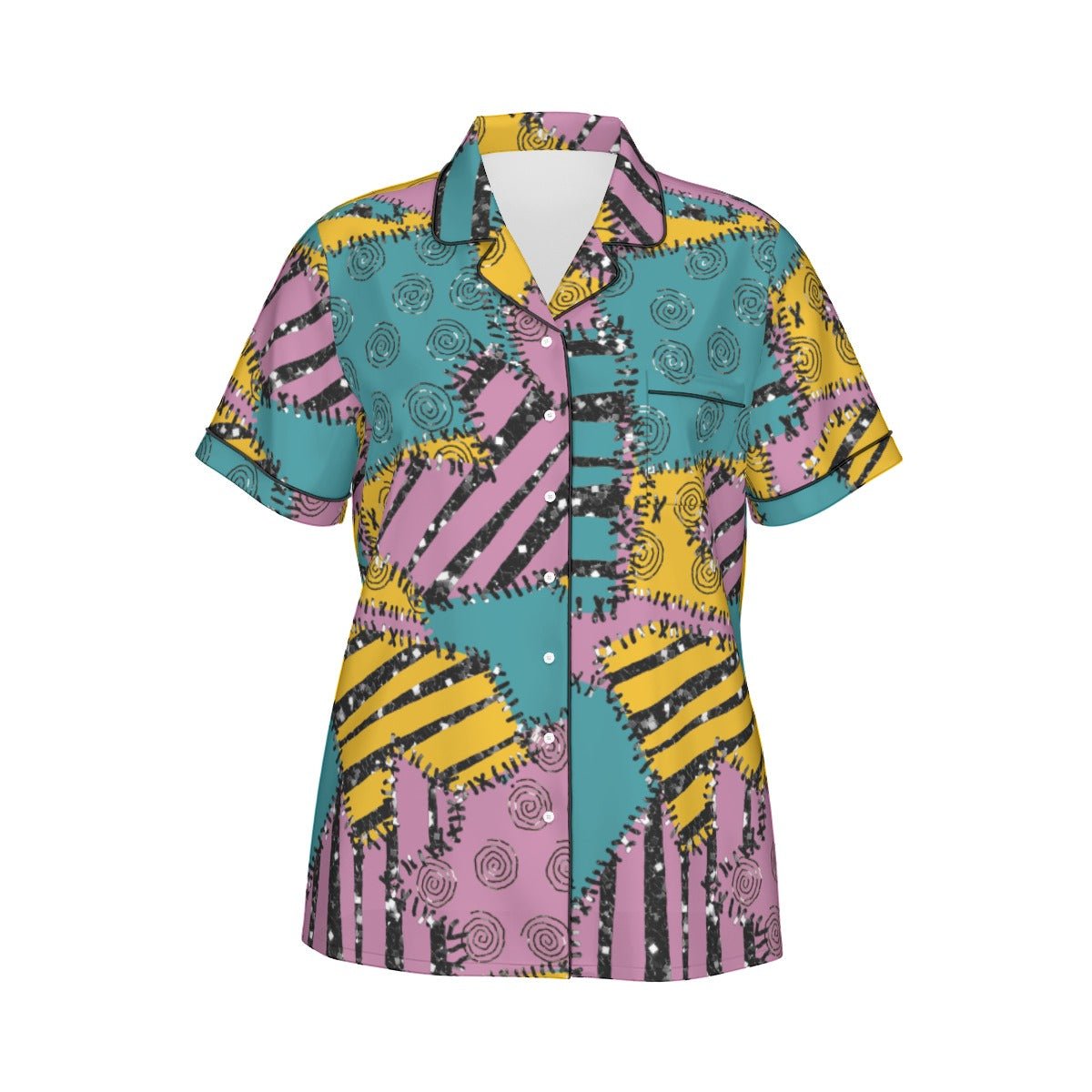 The Sally Women's Imitation Short Sleeve Silk Pajama Set Wrong Lever Clothing