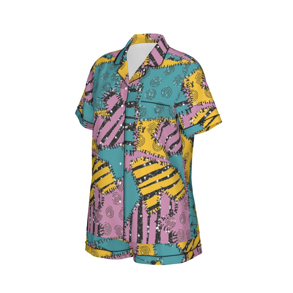 The Sally Women's Imitation Short Sleeve Silk Pajama Set Wrong Lever Clothing