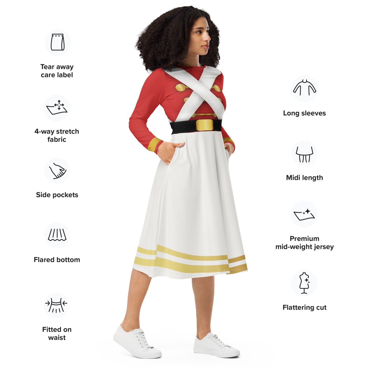 Very Merry Toy Soldier long sleeve midi dress adult christmas dressadult dressSkater DressWrong Lever Clothing