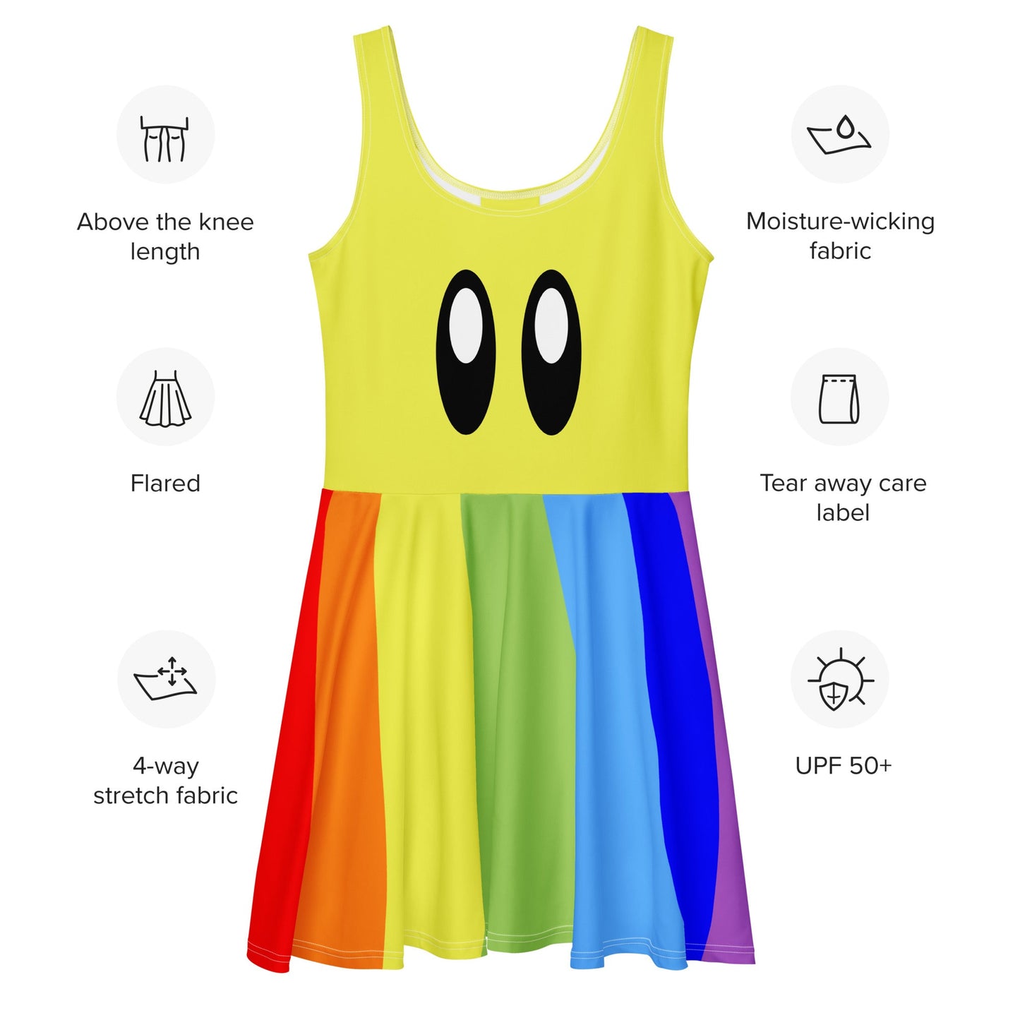 Video Game Rainbow Star Skater Dress coplaycosplay styleWrong Lever Clothing