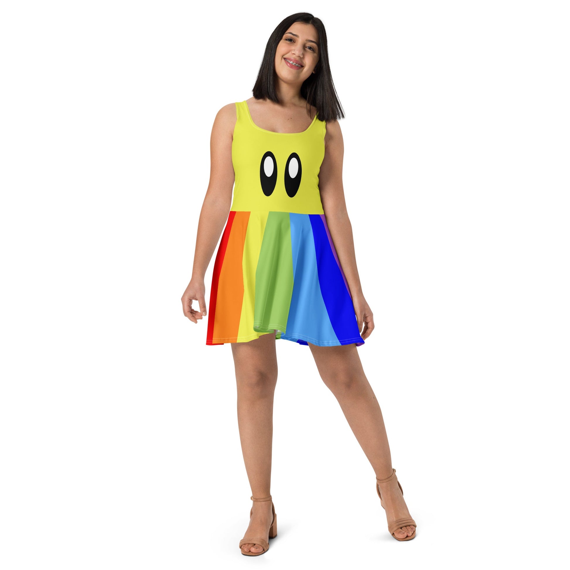 Video Game Rainbow Star Skater Dress coplaycosplay styleWrong Lever Clothing