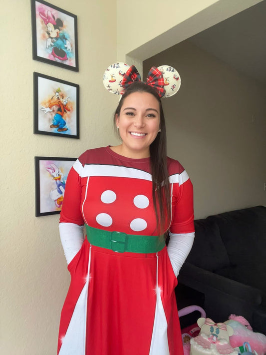 2023 Christmas Mouse long sleeve midi dress- Cosplay, Bounding, Christmas Parties active wearchristmasSkater DressLittle Lady Shay Boutique