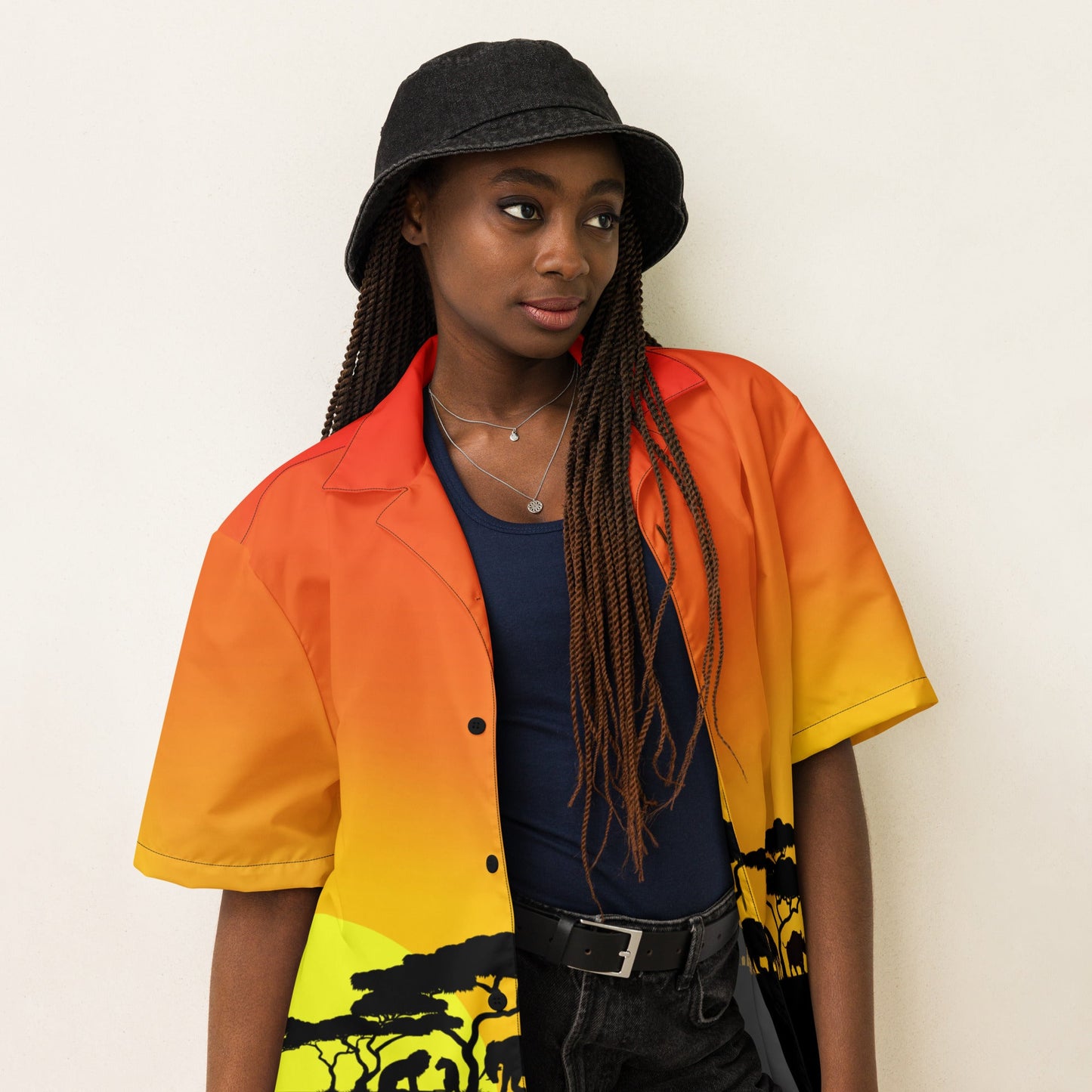 African Safari Unisex button shirt african safari topanimal kingdom topAdult T-ShirtWrong Lever Clothing