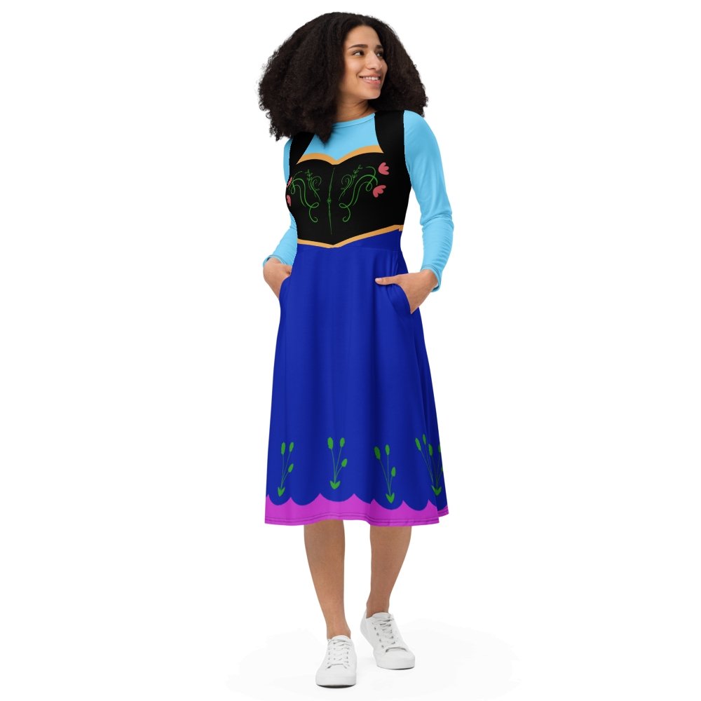Anna Inspired long sleeve midi dress anna and elsadisney 50th anniversarydisney cosplay#tag4##tag5##tag6#