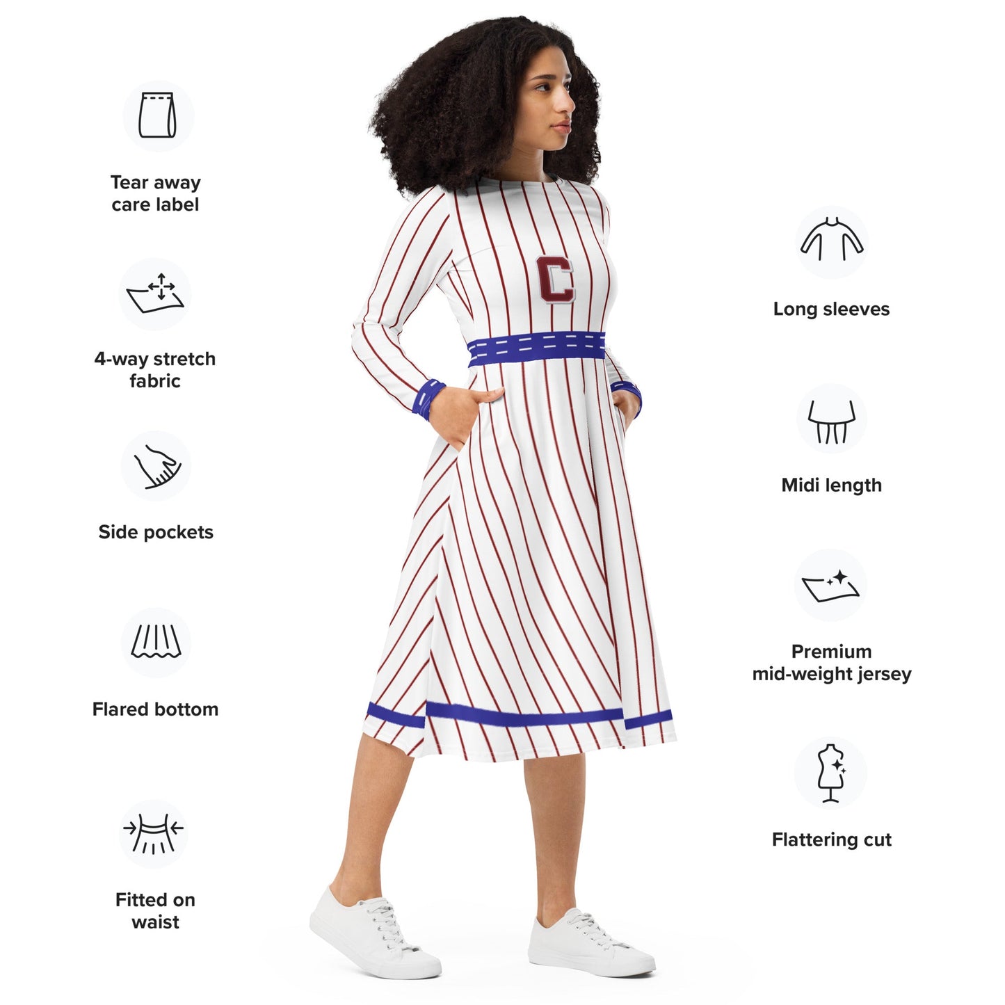 Batter’s Up long sleeve midi dress adult disneybaseball dressbaseball style#tag4##tag5##tag6#