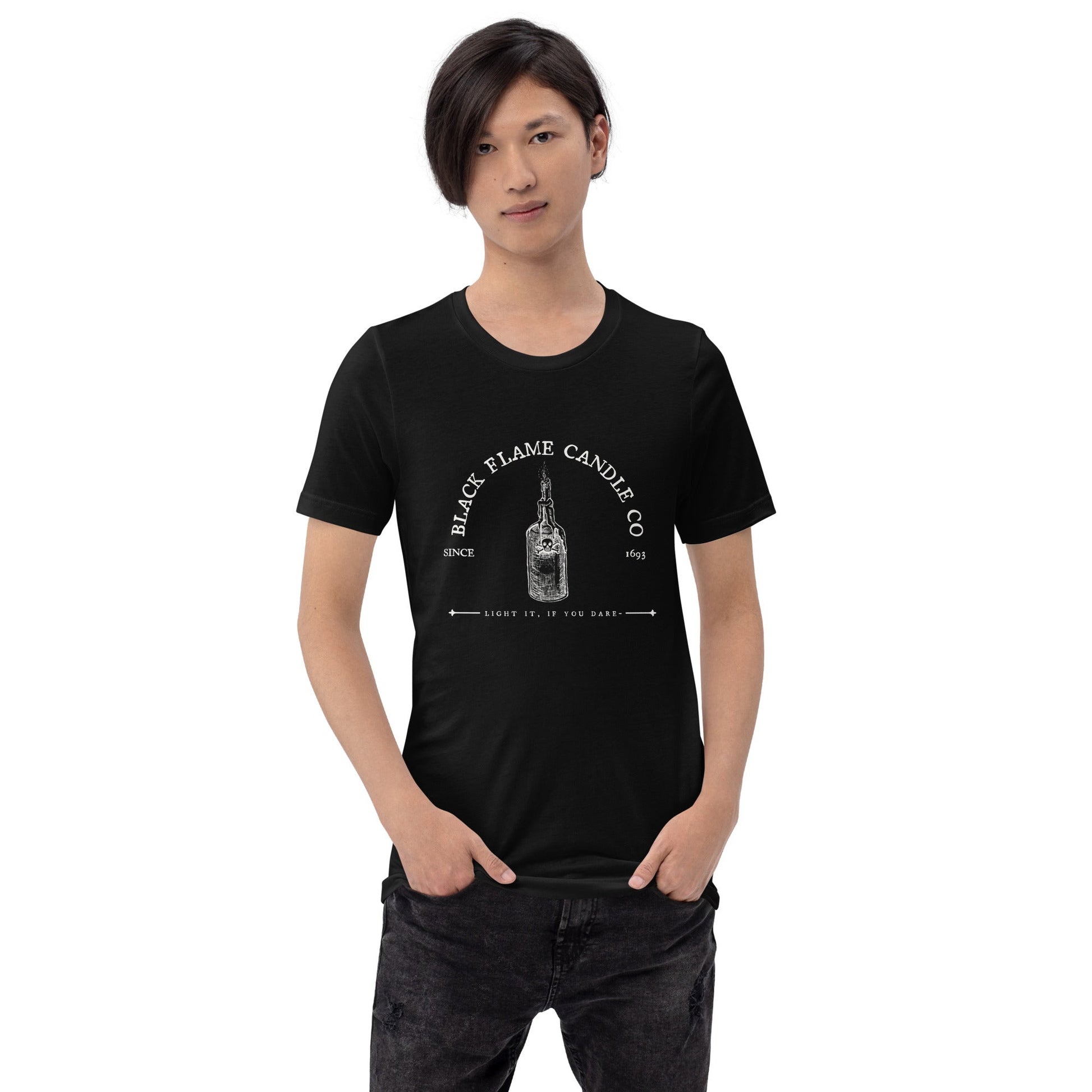 Black Flame Candle Unisex t-shirt black flame candlecomfortable halloween topdisney halloween#tag4##tag5##tag6#
