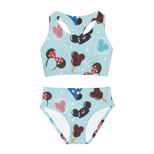 Blue Park Day Girls Two Piece Swimsuit All Over PrintAOPAll Over PrintsWrong Lever Clothing