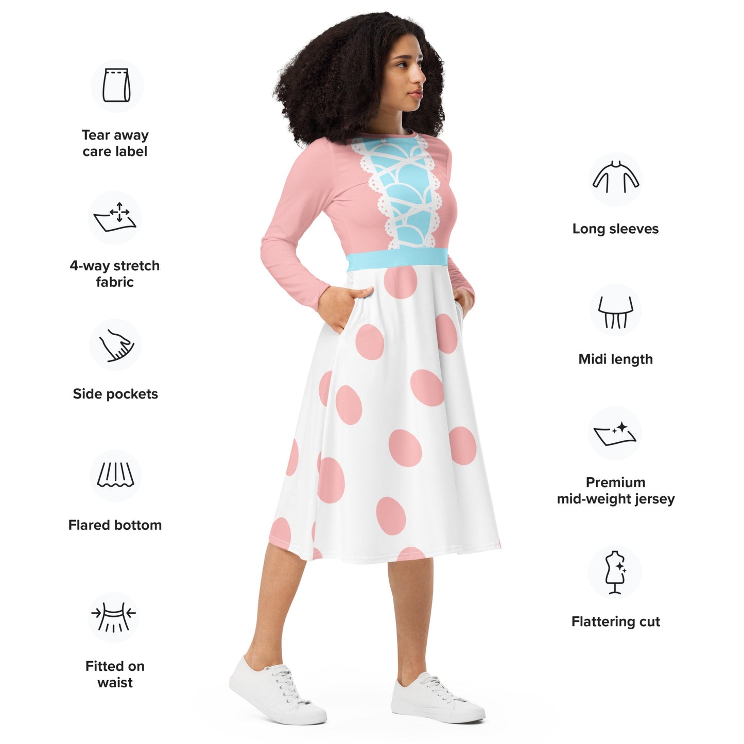 Bo Peep long sleeve midi dress adult bo peepadult disney styleadult halloween#tag4##tag5##tag6#