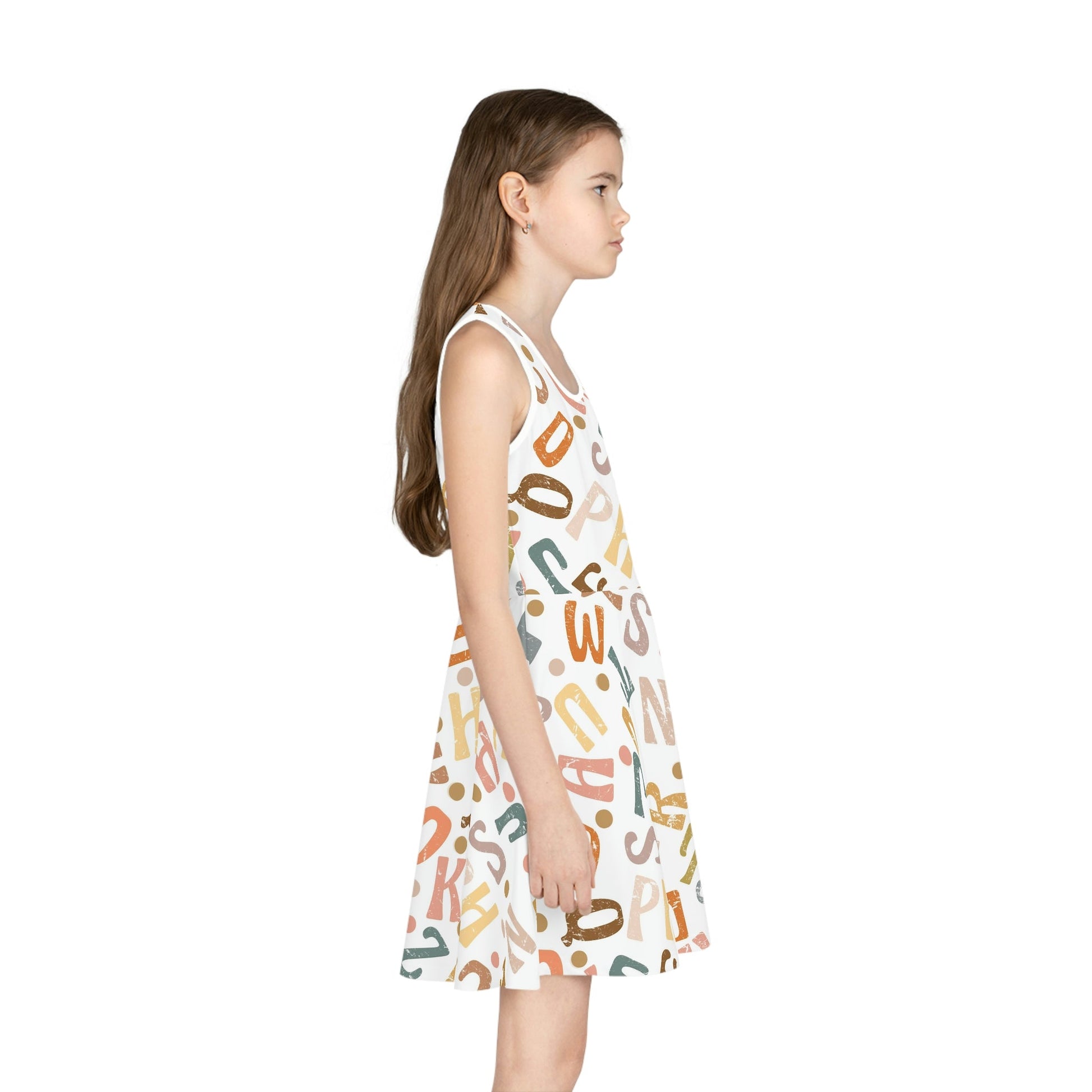 Boho Alphabet Girls' Sleeveless Sundress All Over PrintAOPAOP Clothing#tag4##tag5##tag6#