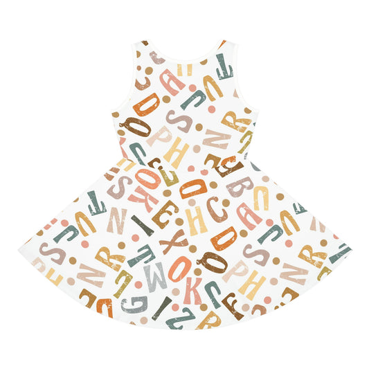 Boho Alphabet Girls' Sleeveless Sundress All Over PrintAOPAOP Clothing#tag4##tag5##tag6#