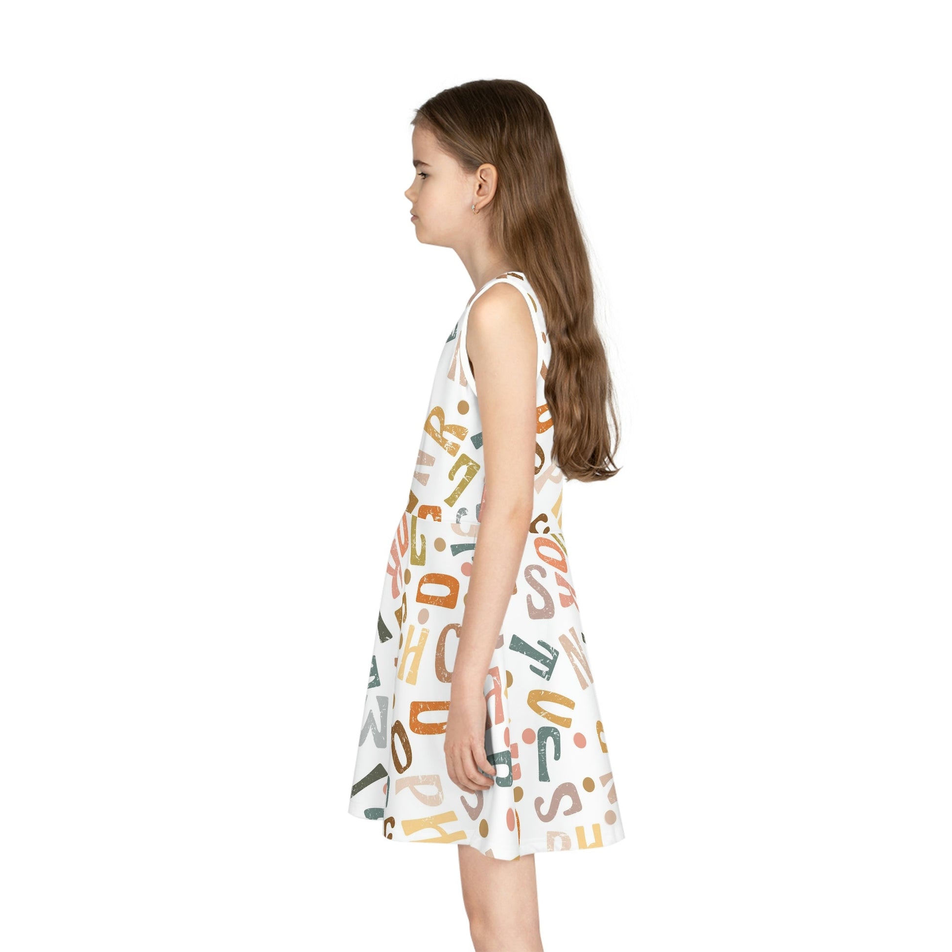 Boho Alphabet Girls' Sleeveless Sundress All Over PrintAOPAOP Clothing#tag4##tag5##tag6#
