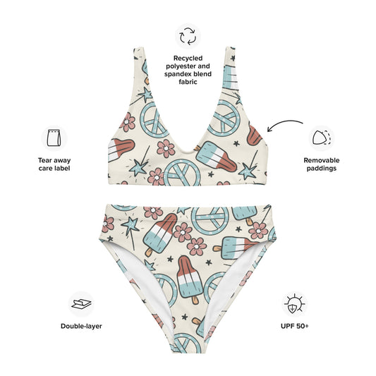 Boho Popsicle Recycled high-waisted bikini happiness is addictive#tag4##tag5##tag6#